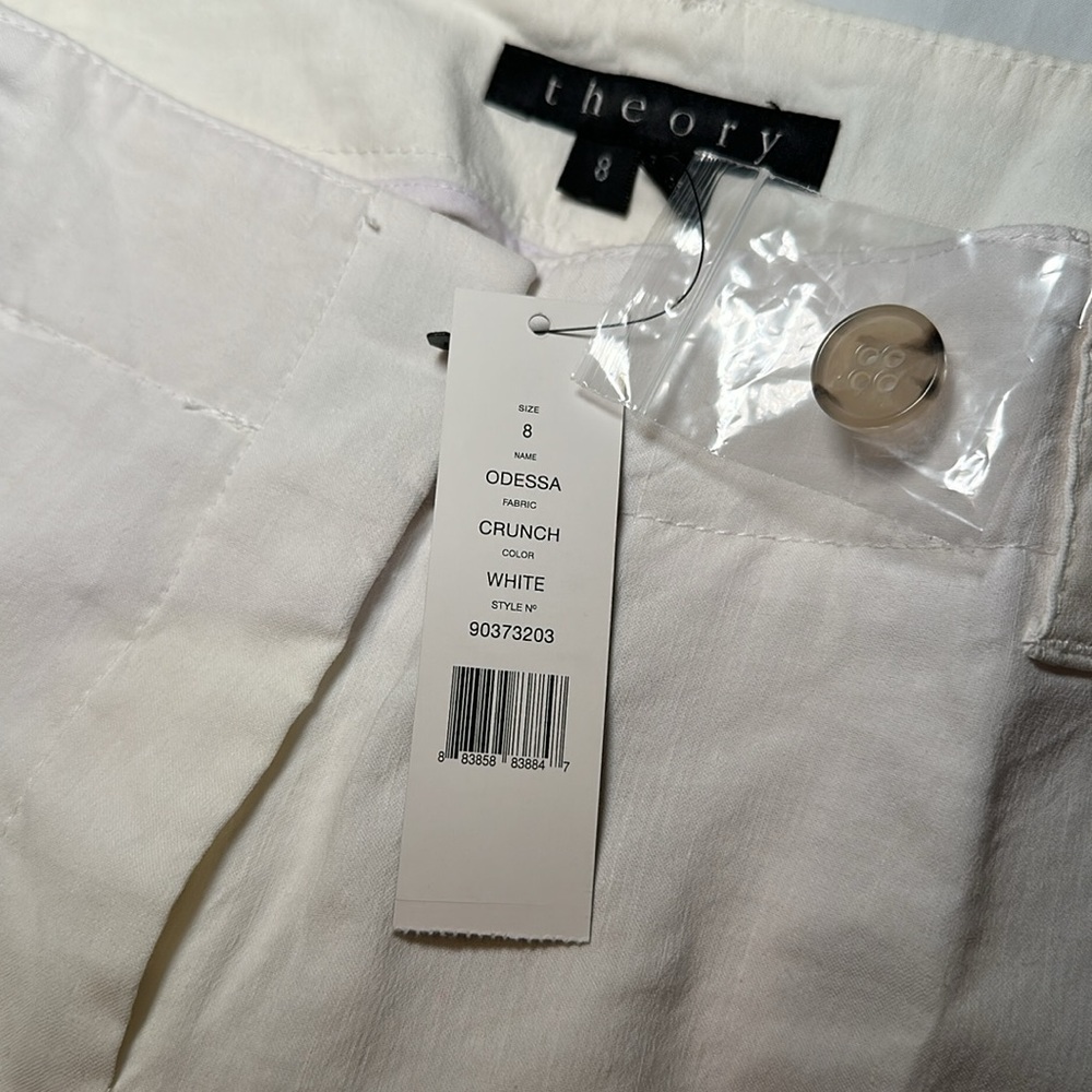 NWT Theory Odessa Linen Pants Size 8 White